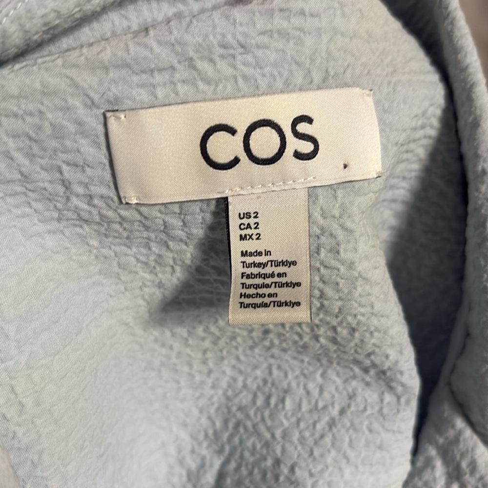 COS camp collar textured button up shirt short sleeve Light Blue Textured relax - Picture 11 of 16